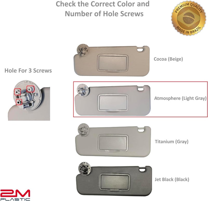 2M PLASTIC Sun Visor Fits for Chevy Cruze 2017-2018 Pair Set Left+Right Gray 2MPLASTIC 3 Screws (Gray Atmosphere) - Image 5
